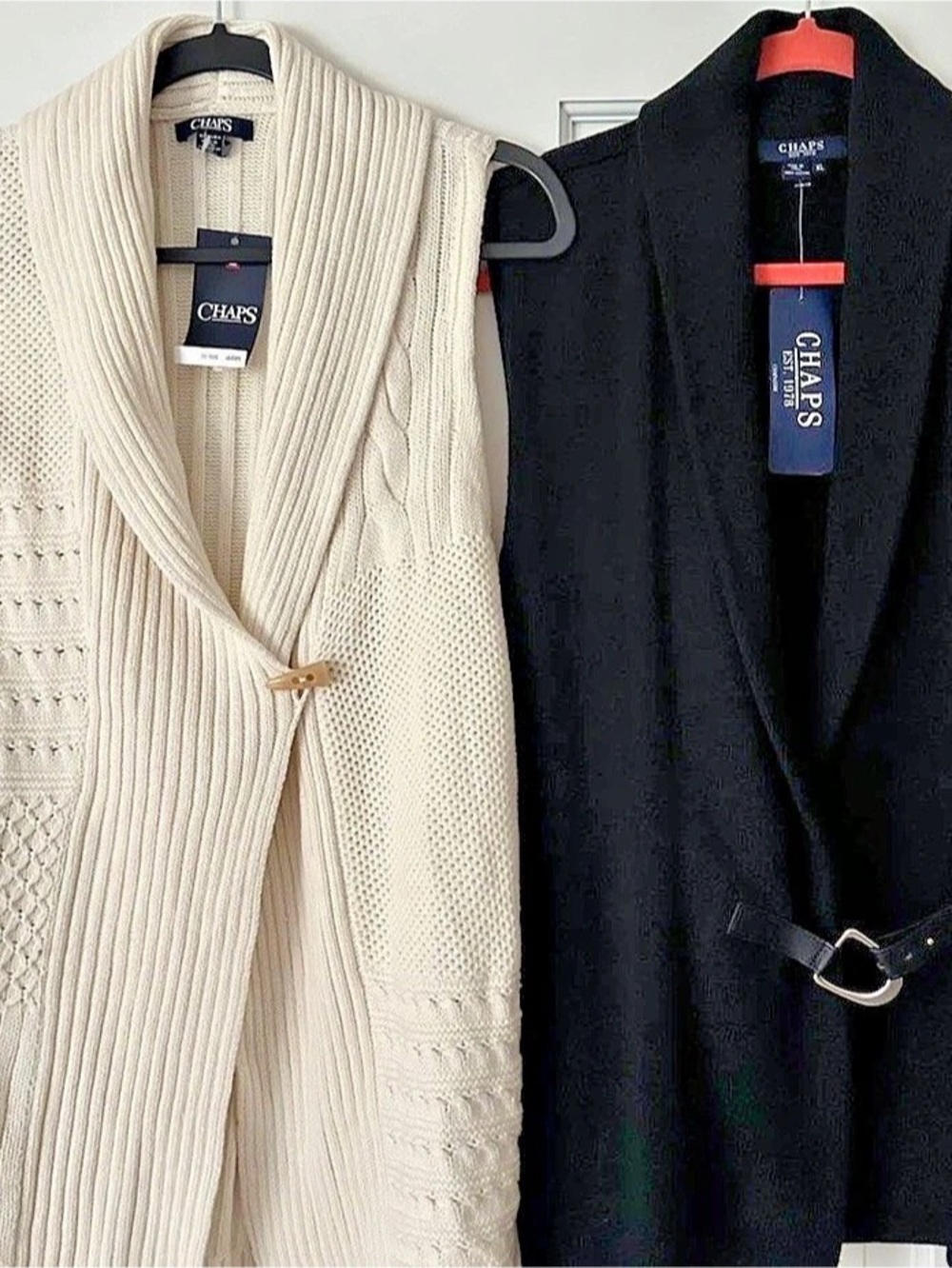 Chaps By Ralph Lauren Two Pullovers Sweaters Sz XL NEW cream & black